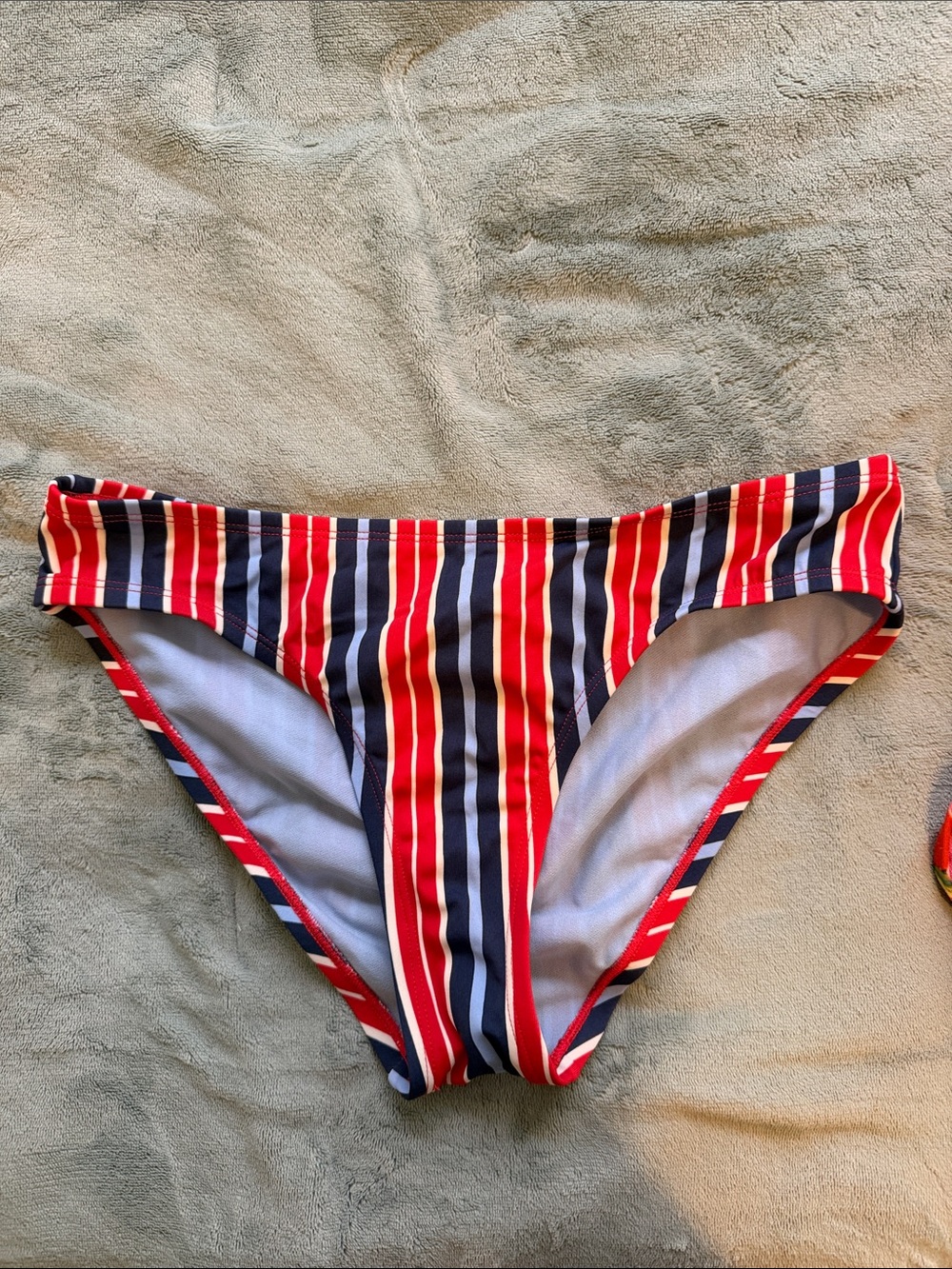 Kona Sol Red and Navy Striped Bikini Bottom